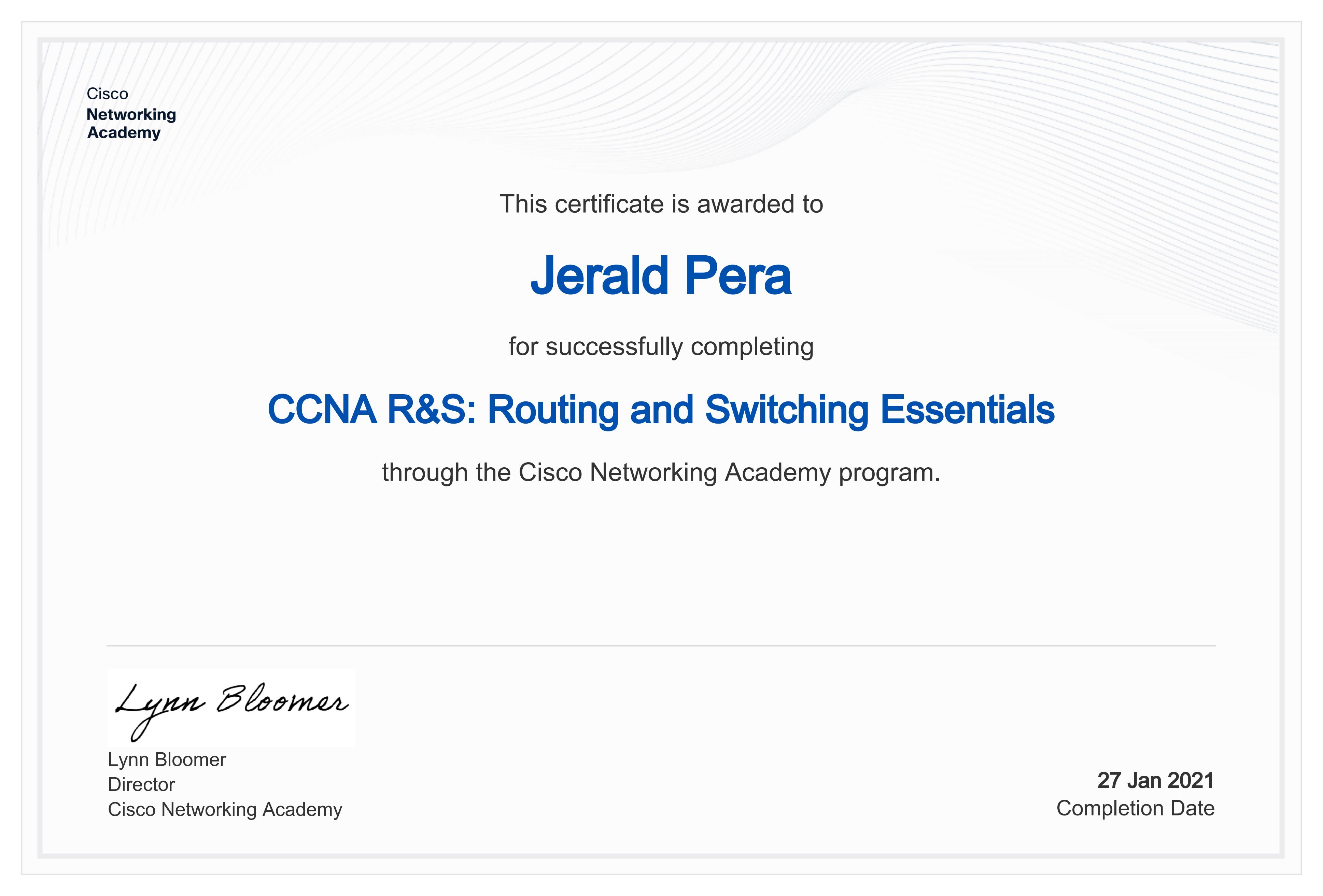 CCNA R&S: Routing and Switching Essentials